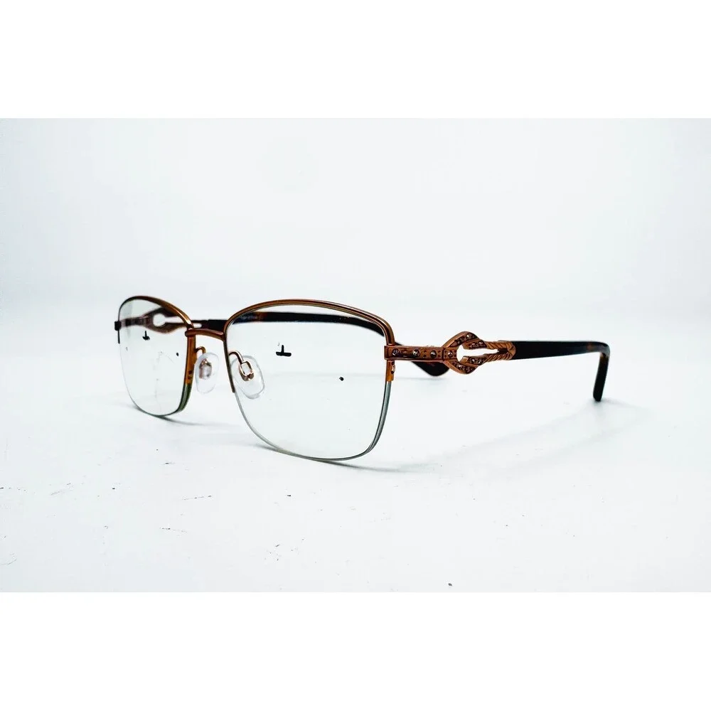 Twelve84 Lisbon 2002 Eyeglasses Womens Copper Gold Half Rim 52-18-135